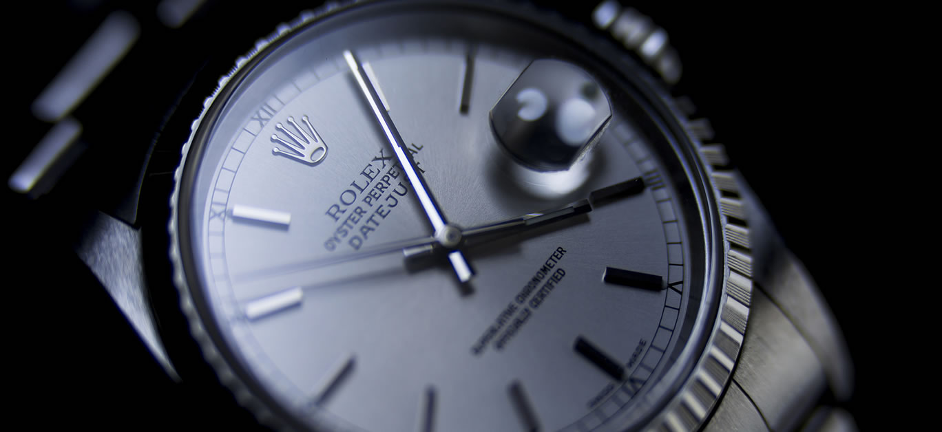 Close up macro view from Rolex Oyster Perpetual Datejust