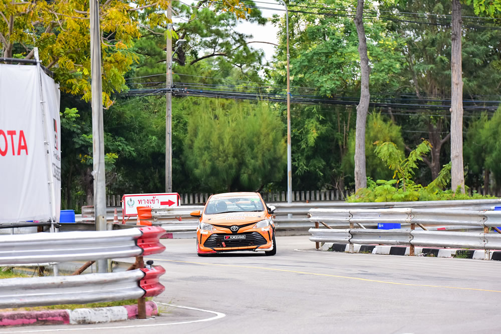 Toyota Racing car on the track road at high speed