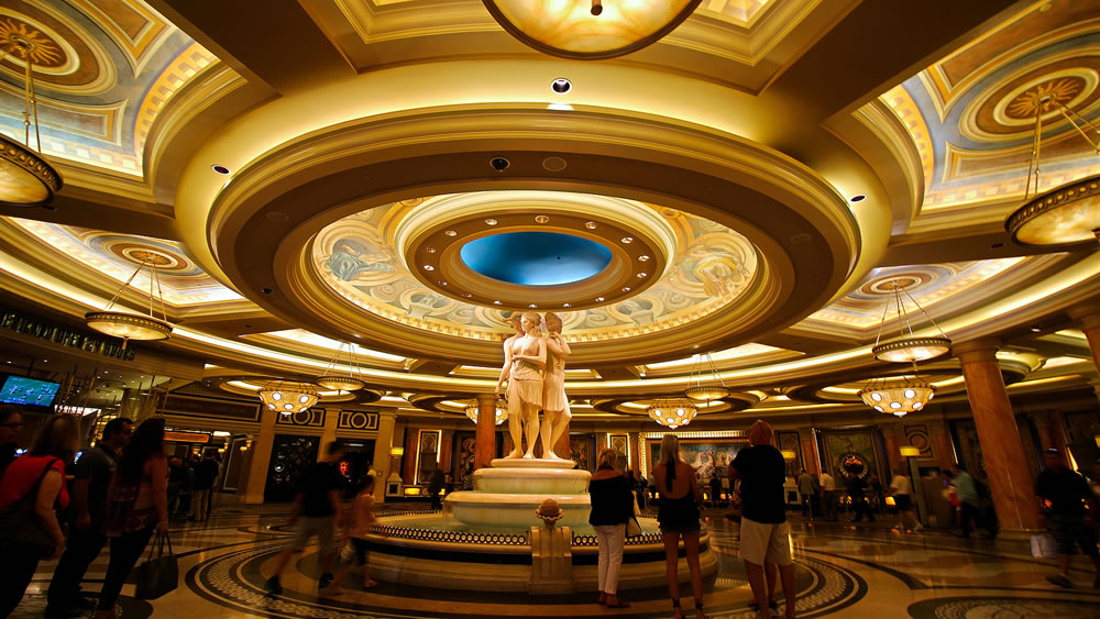 Three Sisters fountain in the lobby of Caesars Palace Hotel in Las Vegas
