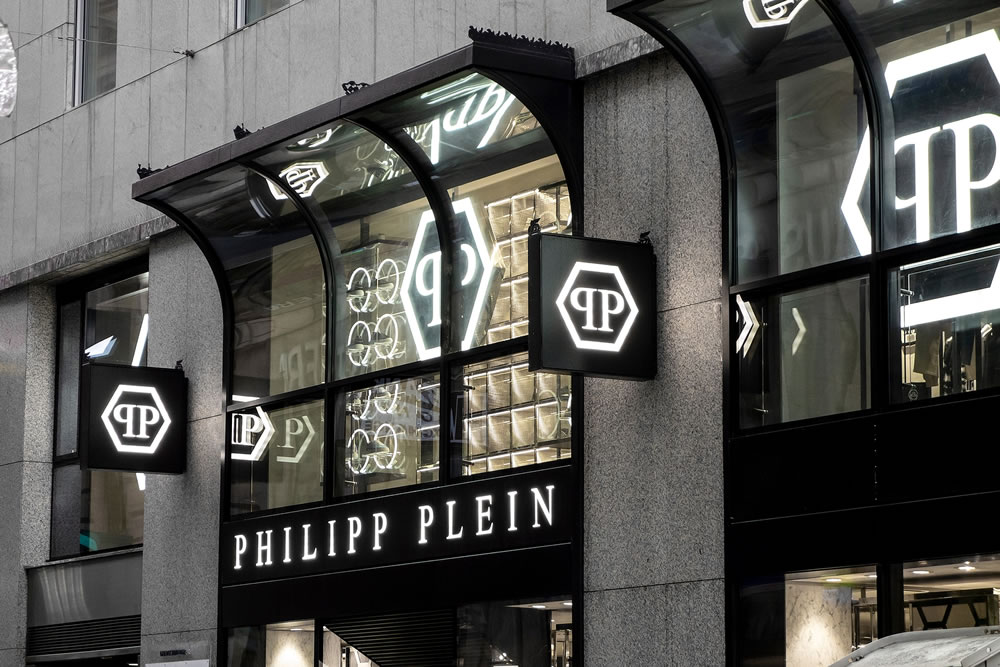 The storefront of Philipp Plein shop which sells luxury clothes in Vienna