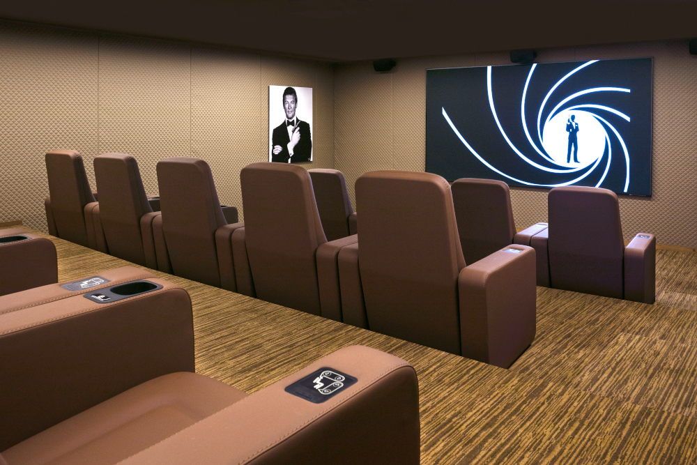 A private cinema room named after Sir Roger Moore, available to those staying at the property