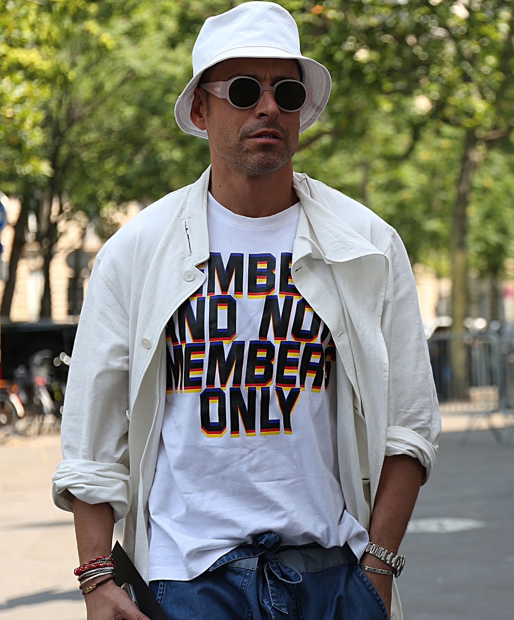 Alex Badia on the street during the Paris Fashion Week