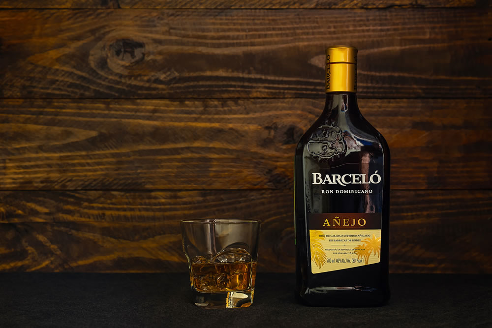 A bottle of Ron Barcelo, Anejo Dominican rum