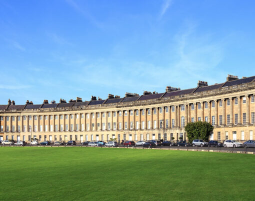 Autumn sunny weather in Bath town in England