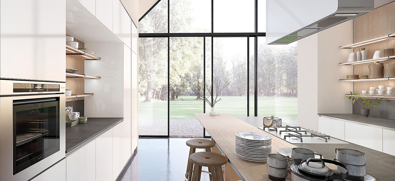 Modern luxury kitchen interior design in minimal style