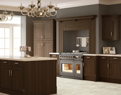 Classic kitchen, elegant interior design with wooden details, 3d illustration