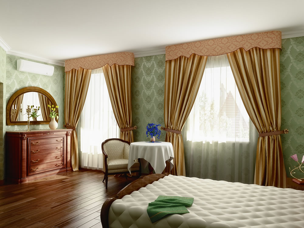 classic style modern bedroom interior (3D rendering)