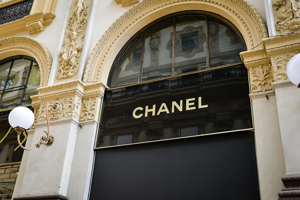 Chanel store in Milan. Fashion week Chanel shopping