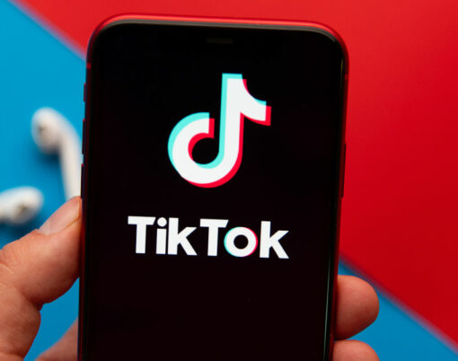 Tik Tok logo on iPhone display