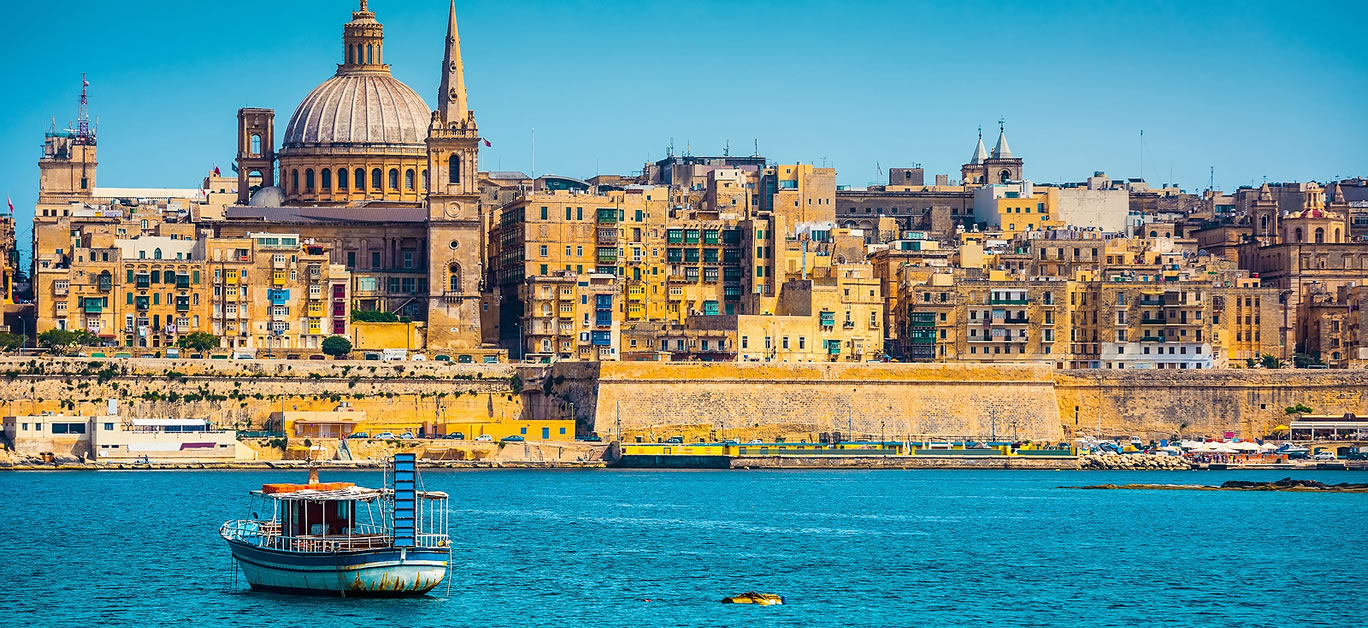 scenic View of Marsamxett Harbour and Valletta in Malta
