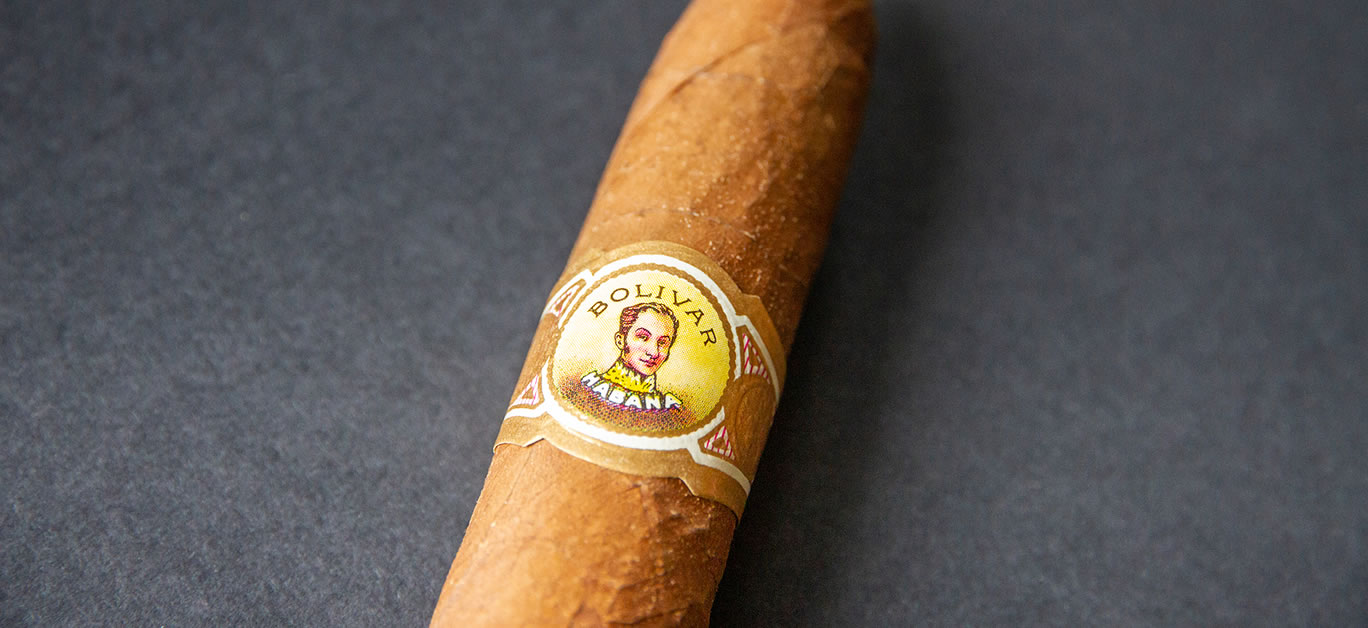 Brown Bolivar cuban cigar isolated on grey