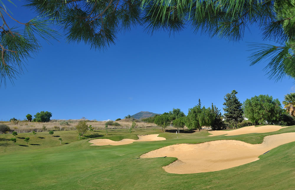 golf and bunkers in southern spain on a sunny day