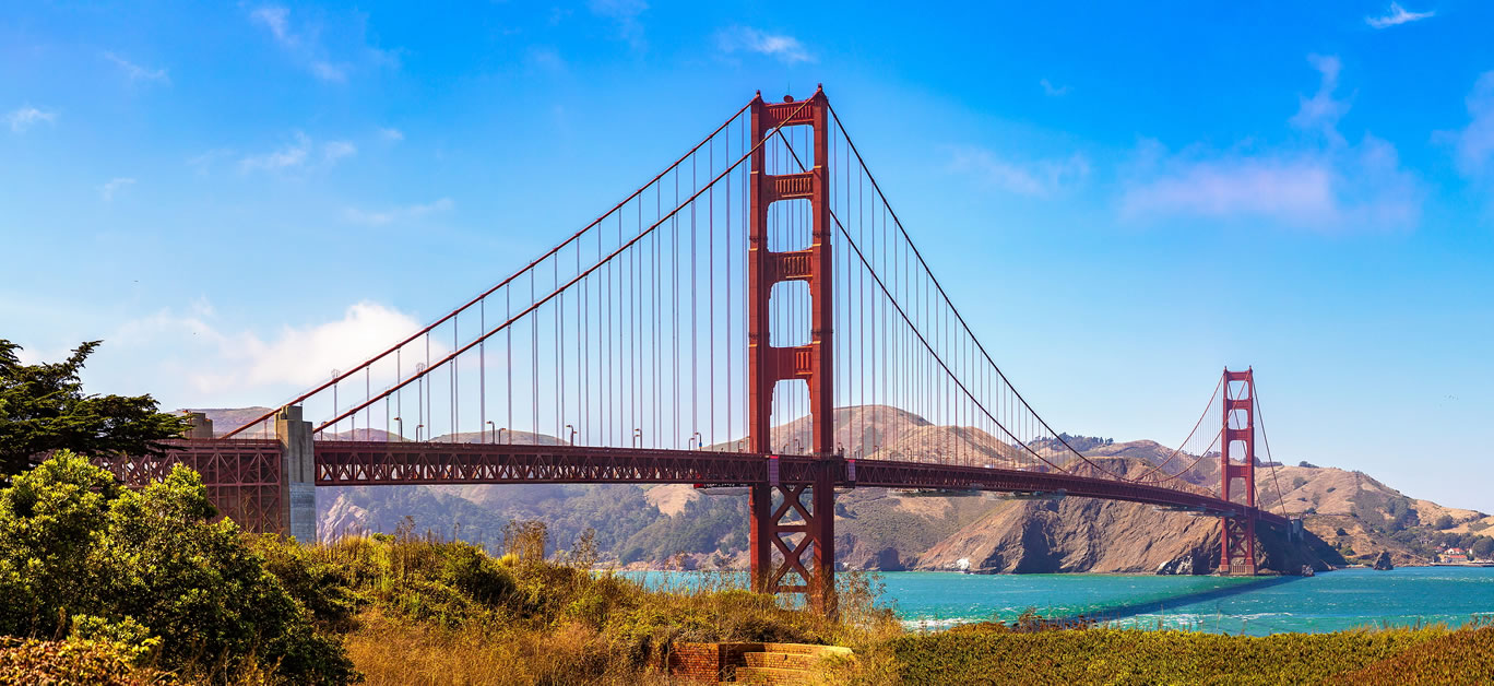 Panorama of Golden Gate Bridge in San Francisco, California, USA
