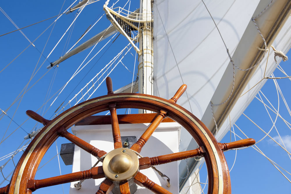 Star Clipper sail and wheel