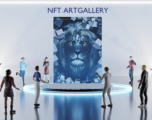 NFT Art Gallery on Metaverse NFT Projects Avatar Legs virtual world on Metaverse 3D Illustrations