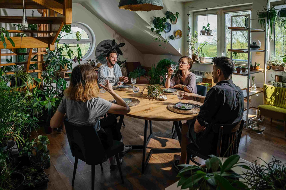 The FJÄRIL Black solid oak dining table