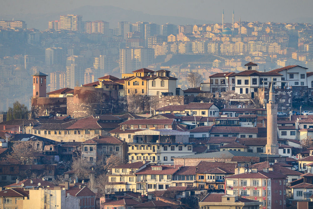 Ankara cityscape including Ankara Castle district - Ankara, Turkey