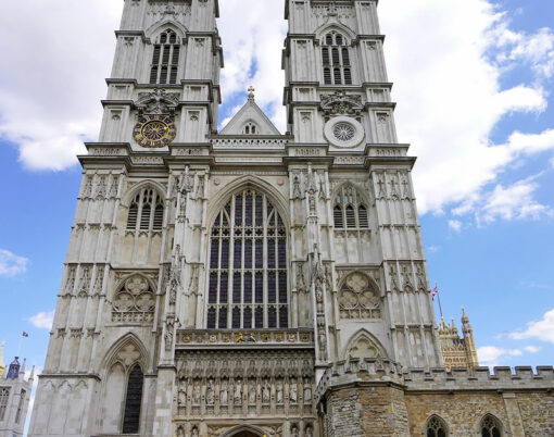 Westminster Abbey western facade, London, England