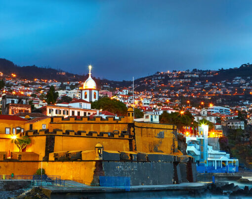 View of old castle Fortaleza de Sao Tiago. Funchal, Madeira, Portugal