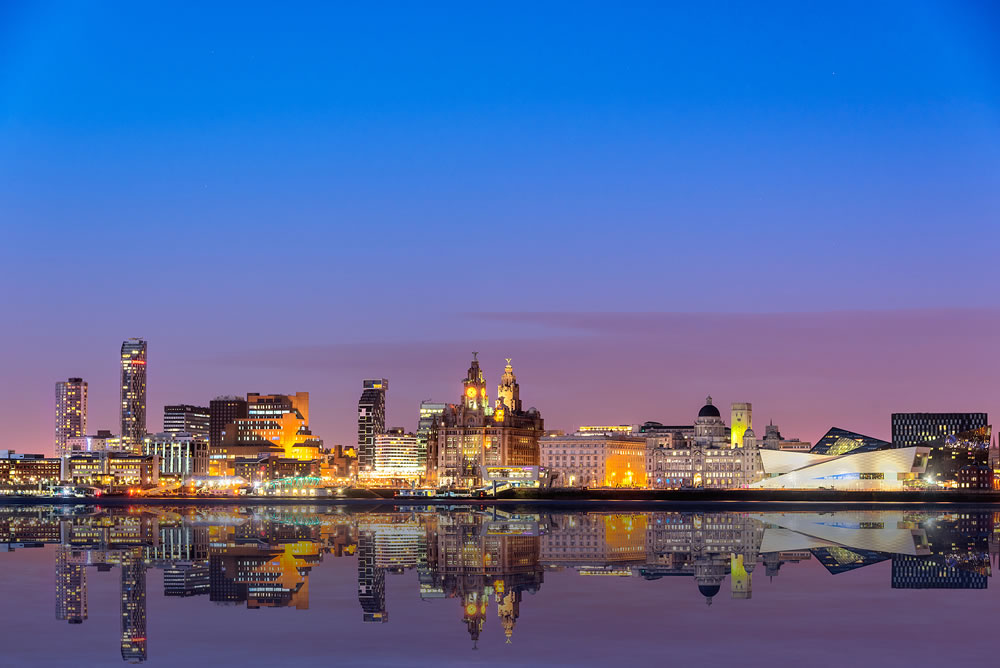 The Liverpool skyline from across Mersey river