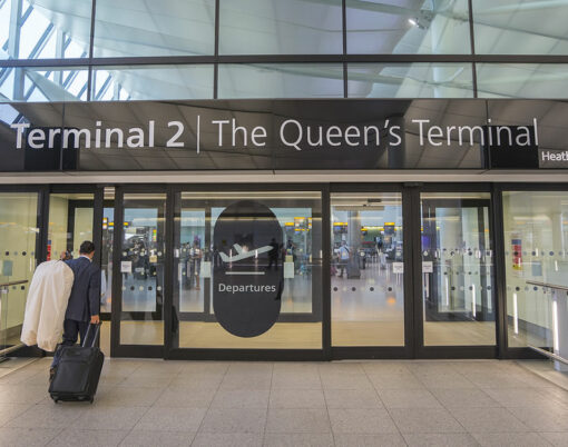 Entrance to Terminal 2 at London Heathrow Airport - LONDON, UNITED KINGDOM