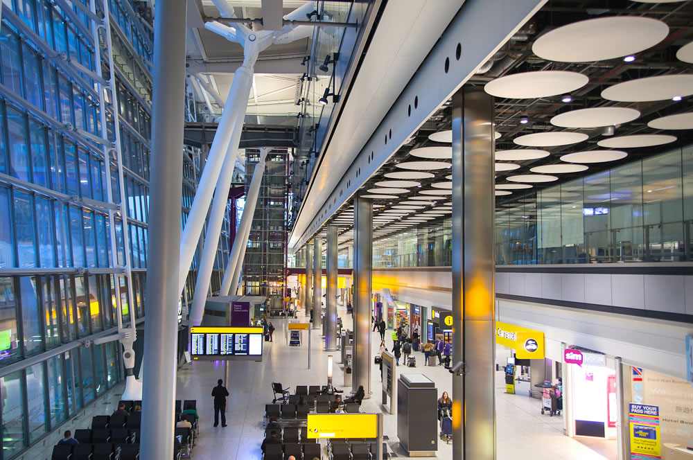 Interior of departure hall Heathrow airport Terminal 5. New building
