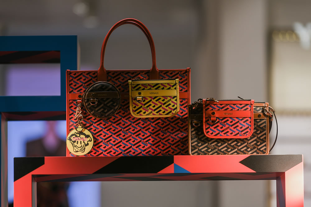 Prada luxury and fashionable handbag from new collection 2022, close up store show case