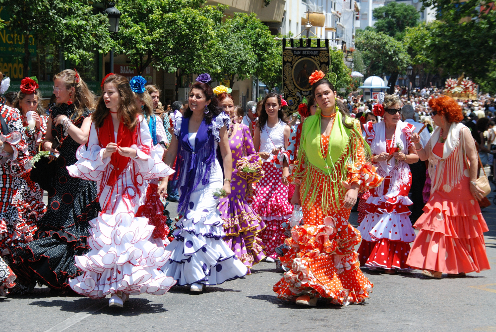 flamenco dresses during the Romeria San Bernabe