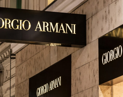 Giorgio Armani logo in front of their boutique for Vienna