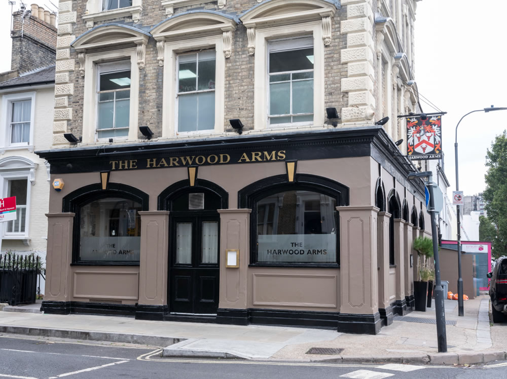 The Harwood Arms exterior in London