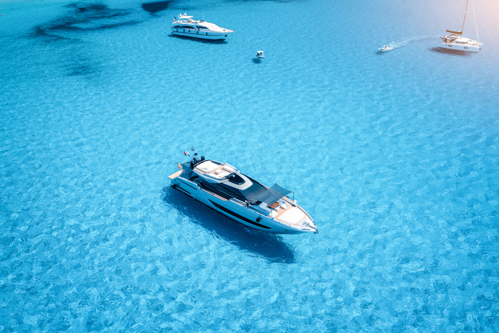 aerial view of yachts