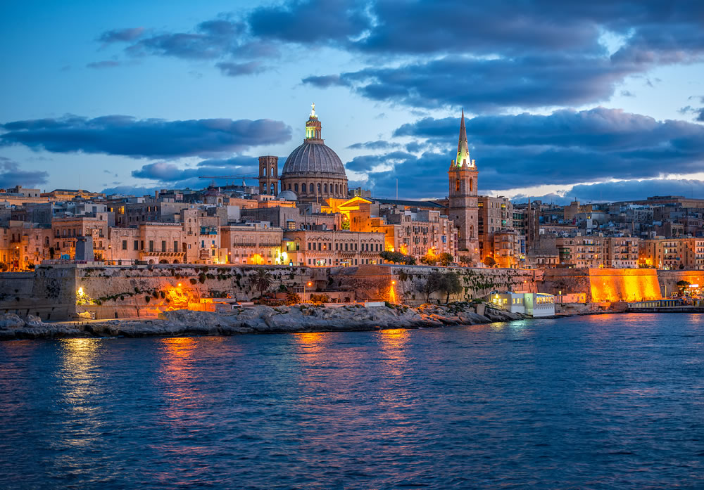 beautiful european landscape with catholic St. Peter & Paul Cathedral Mdina Malta