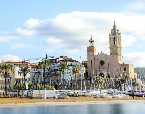 City center of beautiful Sitges Catalonia Spain
