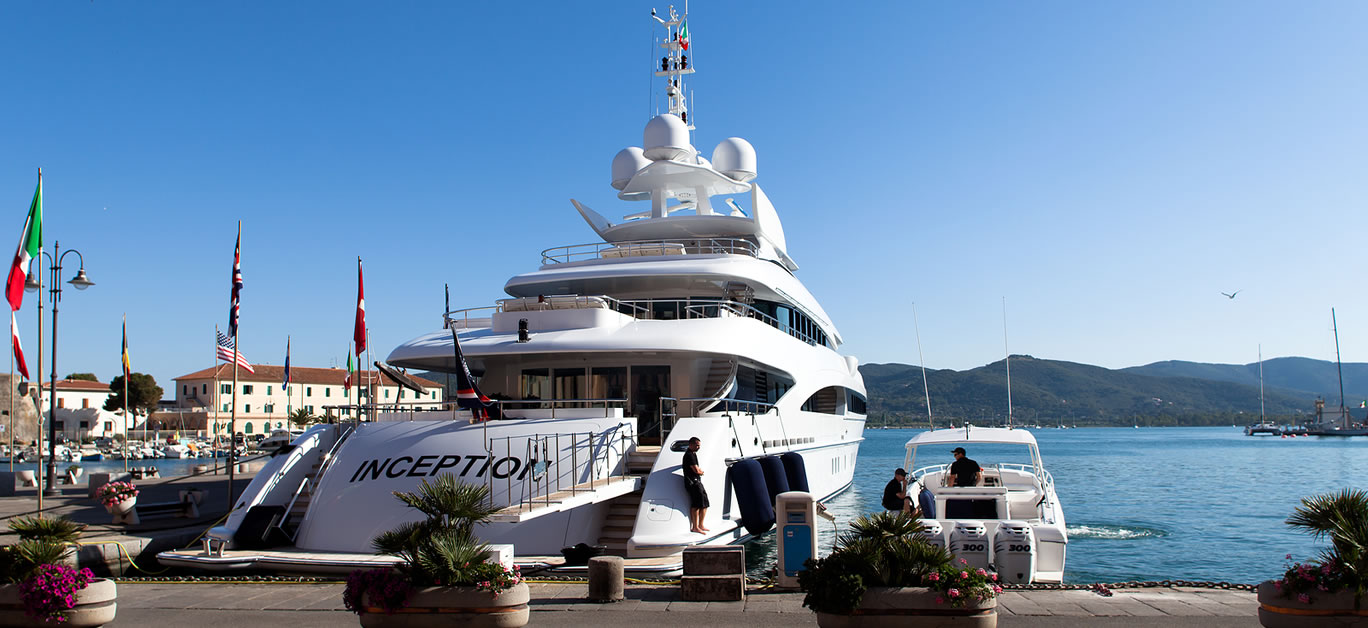 The superyacht Inception arrives at Portoferraio. Superyacht Inception is the latest addition to the Edmiston charter fleet