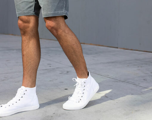 Men's ankle sneakers white street style apparel shoot