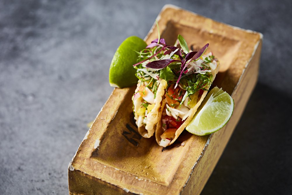 Light and fresh lobster taquitos in crispy shells