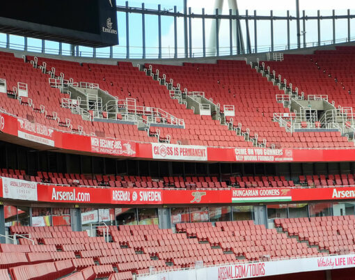 A picture from main stand of empty Emirates Stadium during weekend