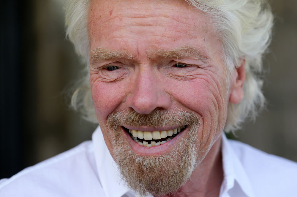 British businessman Richard Branson is seen after arriving at Sofia Airport.