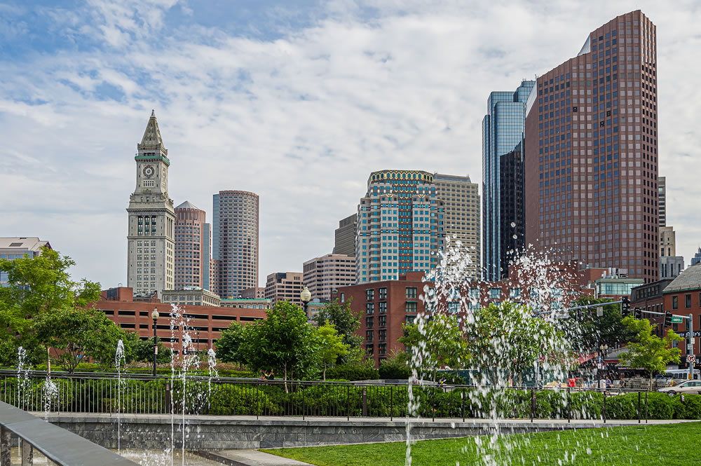The skyline of the Boston Financial District
