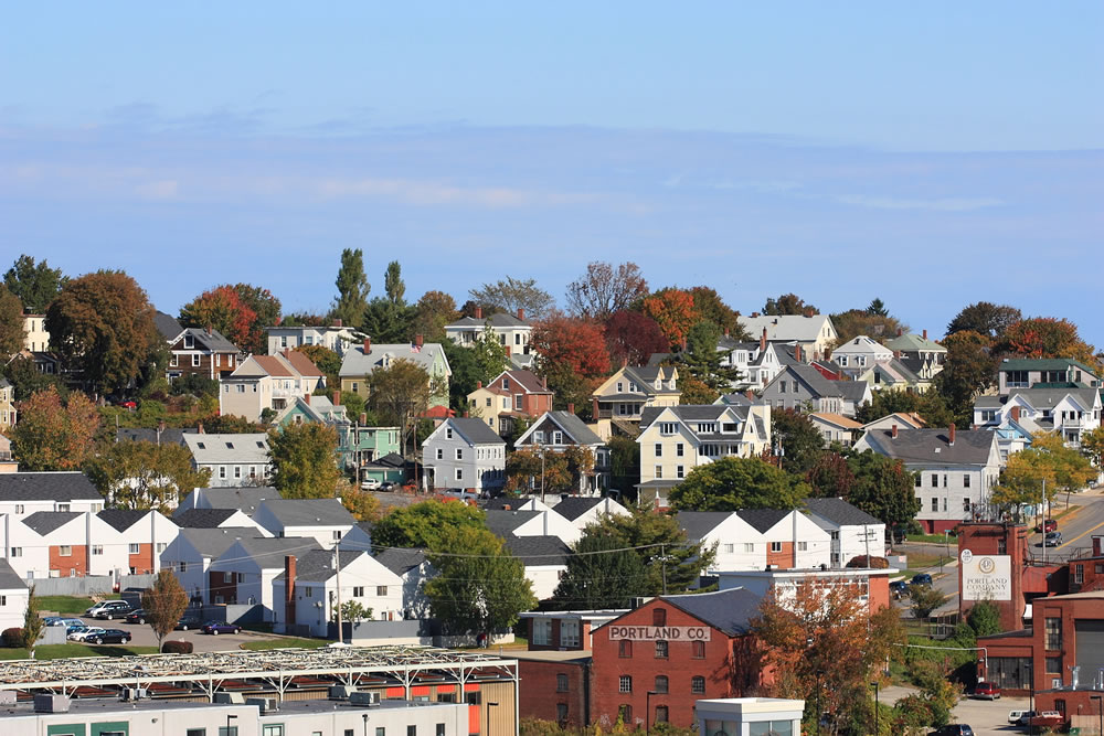 the view over town of portland in maine