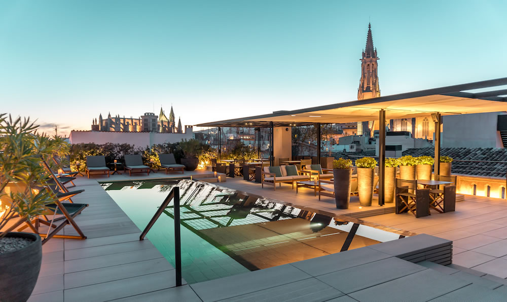 The rooftop bar at the Sant Francesc Hotel Singular in Palma de Mallorca