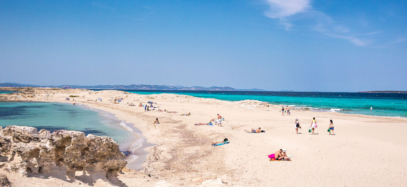 The beach of Ses Illetes Formentera, Spain