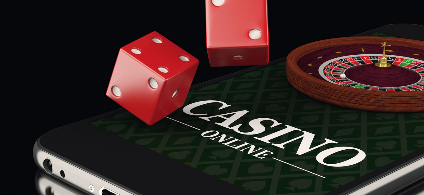 3d illustration. Smartphone with roulette and dice. Online casino concept.