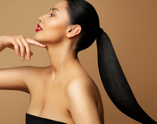 Young Woman with long Ponytail Hair