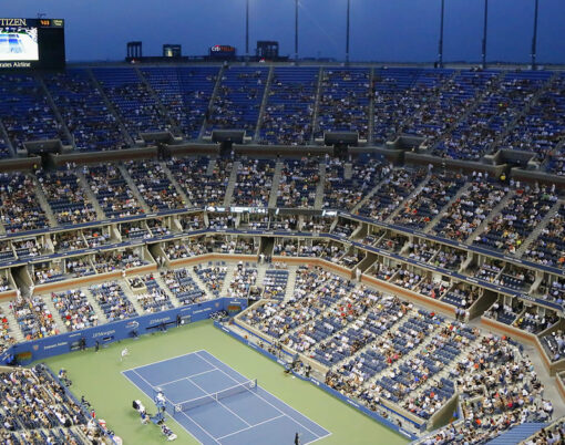 Arthur Ashe Stadium during US Open 2014 night match at Billie Jean King National Tennis Center in New York