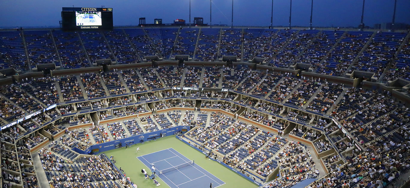 Arthur Ashe Stadium during US Open 2014 night match at Billie Jean King National Tennis Center in New York