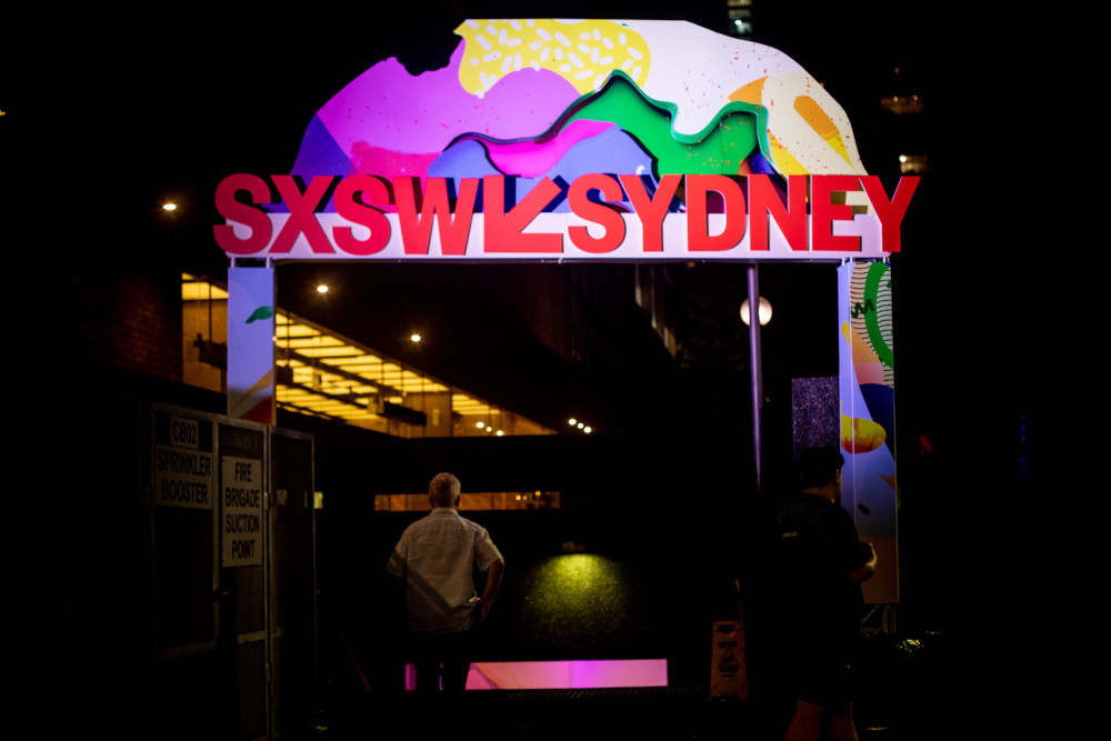 SXSW Sydney launch party, entrance to event. @sxswsydney, @xingerxanger