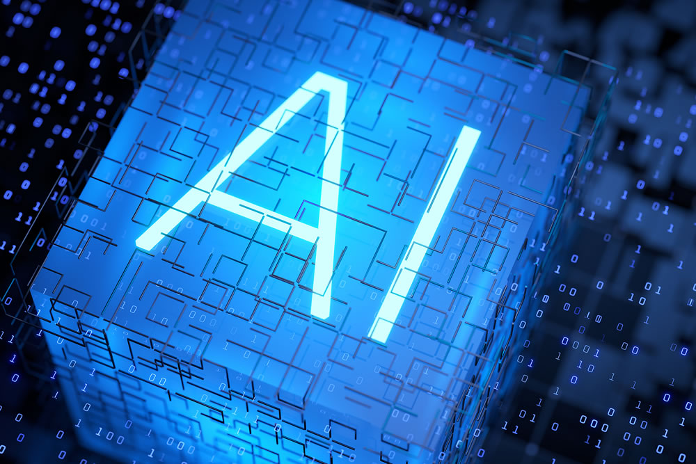 AI inscription on the technology cube