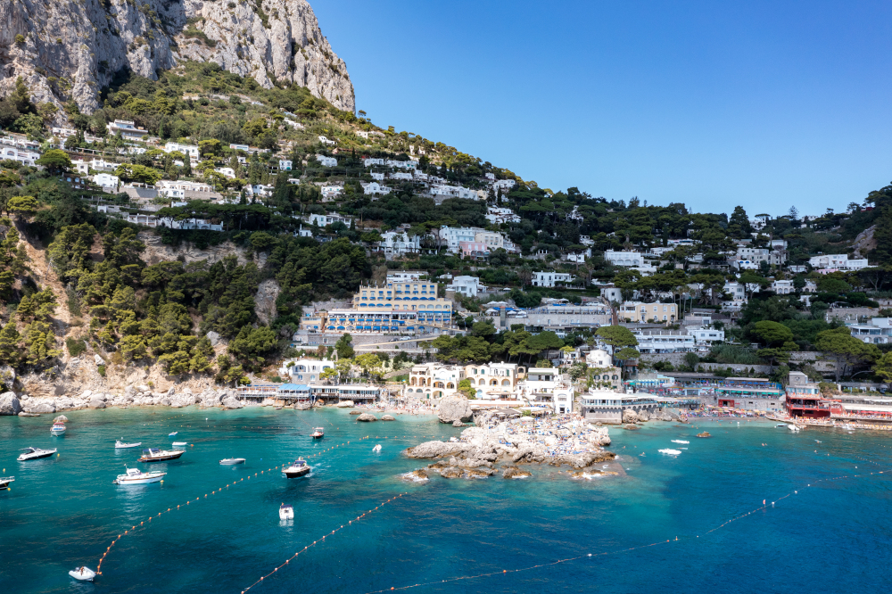 Capri Island on a beautiful summer day along the Amalfi Coast in Italy