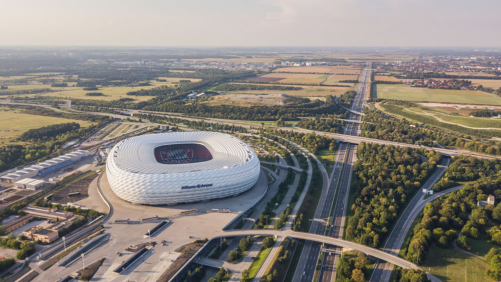 Aerial view of football stadium Allianz Arena